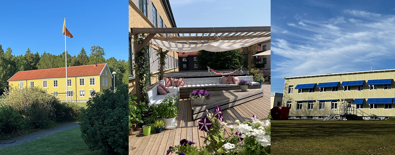 Bildkollage på SiS ungdomshem Fagareds tre olika byggnader.
